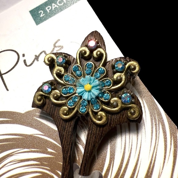 NWT Vintage Blue Ivy Mystical Bohemian Retro Style 6” Hair Pins - Picture 4 of 11